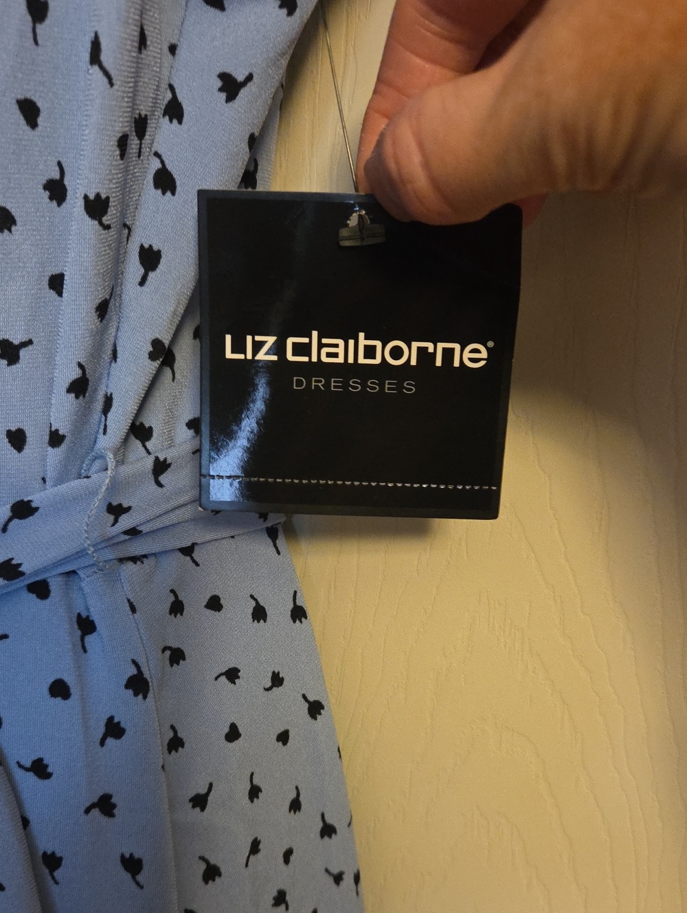 Liz Claiborne Blue Floral Faux Wrap Dress Size Large NWT - Picture 9 of 14